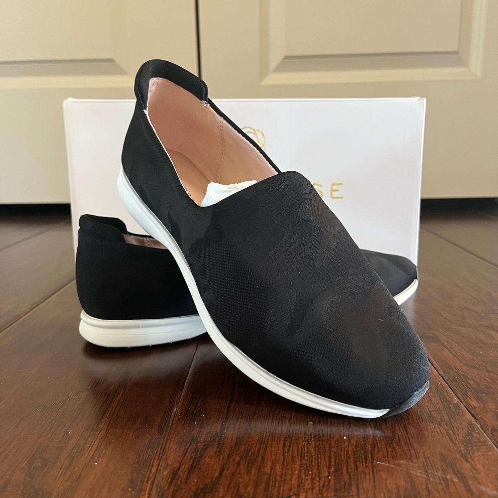 Taryn Rose Briella Camo Jaquard Sneakers, black, size 8.5W NIB